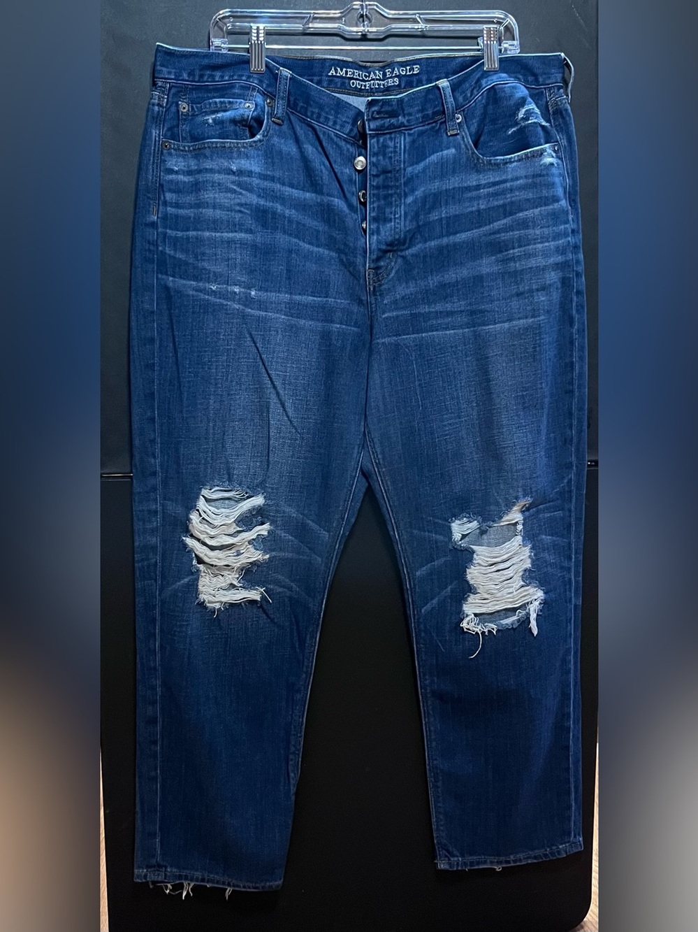 Vintage high-rise button fly blue jeans